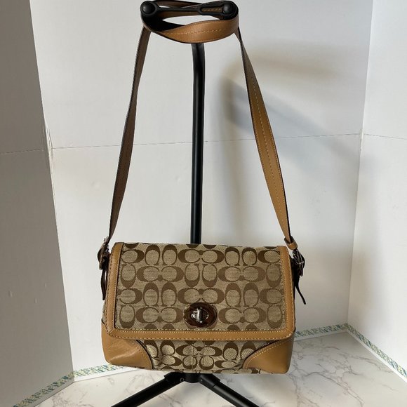 Coach Khaki/Caramel Signature Jacquard with leather trim, J0867-F13066 - Picture 1 of 6